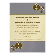 Brown Orchids Custom Background Color Wedding Personalized Invitations