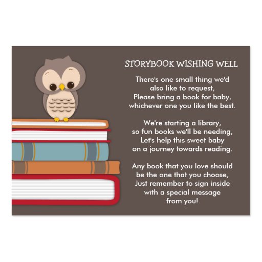 Brown Owl Baby Shower Book Insert Request Card Business Card