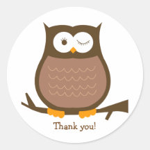 BROWN OWL Round Favor Sticker | Envelope Seal