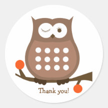 BROWN OWL Round Favor Sticker | Envelope Seal