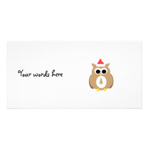 Brown owl santa photo card template