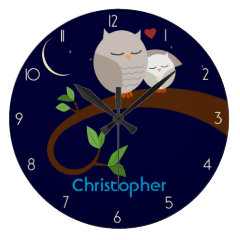 Brown Owls Personalized Wall Clock Wallclocks