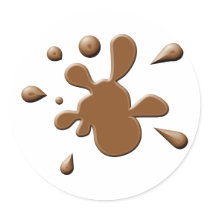 Brown Paint Splodge Round Stickers