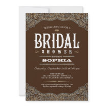 Brown Paisley Bridal Shower Invitations