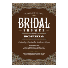 Brown Paisley Bridal Shower Invitations