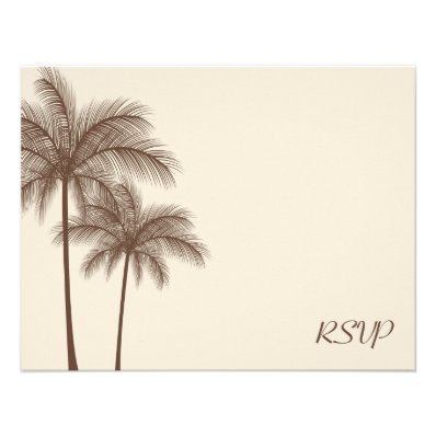 Brown Palm Tree RSVP Wedding Response Card Custom Announcements