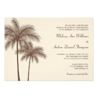 Brown Palm Tree Tropical Wedding Invitations