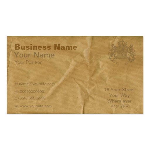 Brown Paper Business Card Templates (front side)