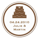Brown party cake wedding favor tag seal label stickers