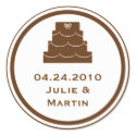Brown party cake wedding favor tag seal label stickers