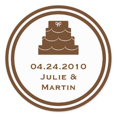 Stickers feature a three tier wedding cake These versatile labels are great 