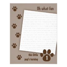 Brown Paw Birthday Invitations