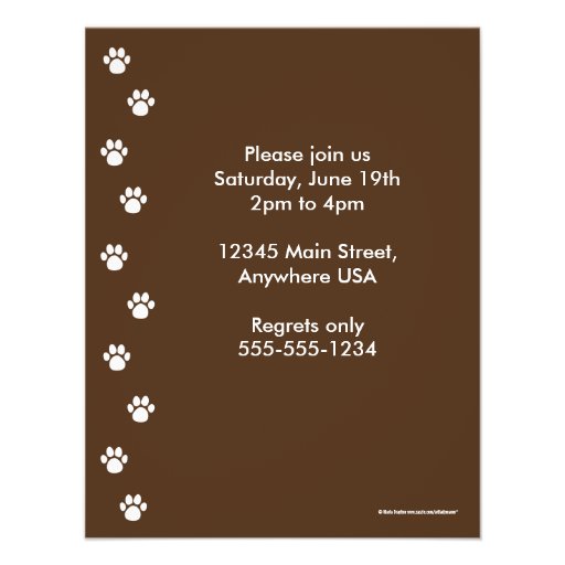 Brown Paw Print on Blue Birthday Personalized Announcements