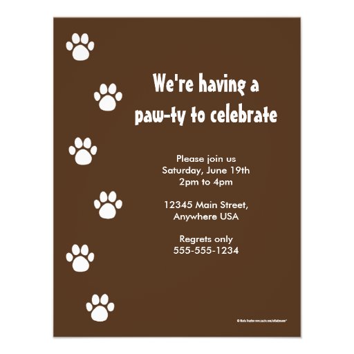 Brown Paw Print on Blue Birthday Personalized Announcement
