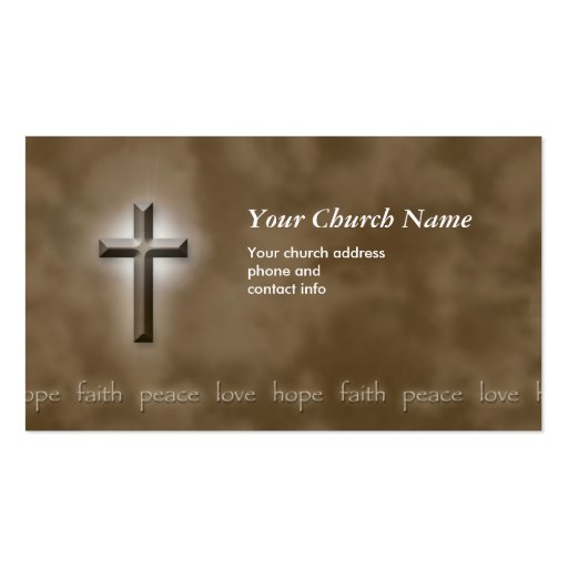 Brown Peace Love Faith Christian Business Card (front side)