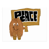 Brown Peace word Post Cards