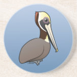 Birdorable Brown Pelican Sandstone Drink Coaster