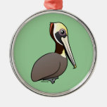 Birdorable Brown Pelican Premium circle Ornament
