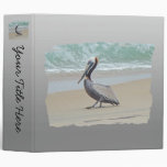 Brown Pelican on Beach 3 Ring Binder