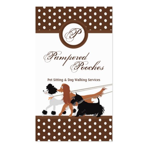 Brown Pet Sitting Dog Walking Walker Business Card (front side)