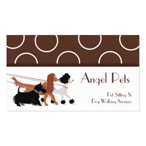 Brown Pet Sitting Dog Walking Walker Business Card (front side)