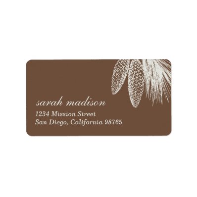 Brown pine cones Christmas holiday return address Labels