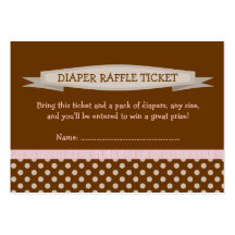 Brown PInk Baby Shower Diaper Raffle Ticket Insert Business Cards