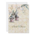 Brown pink bird floral country invitation