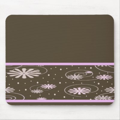 brown pink flowers and dots mouse pads by partypassion