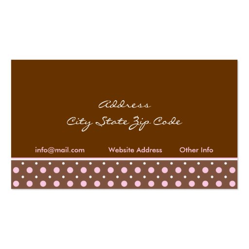 Brown pink polka dot interiors business cards (back side)