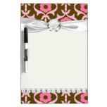 brown pink spring flowers damask Dry-Erase board