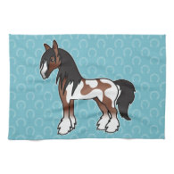 Brown Pinto Cartoon Gypsy Vanner Shire Clydesdale Hand Towels