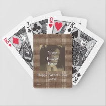 Brown Plaid Photo Fathers Day playing cards