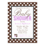 Brown Polka Dot Purple Chevron Baby Shower Announcements