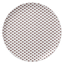 Brown Polka Dots on White Dinner Plates