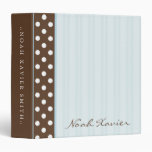 Brown Polkadots/Blue Stripes Vinyl Binder