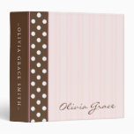Brown Polkadots/Pink Stripes 3 Ring Binder