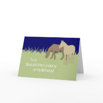 Brown Ponies Cowboy Birthday Card