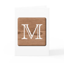Brown Printed Pattern and Custom Letter. Greeting Cards