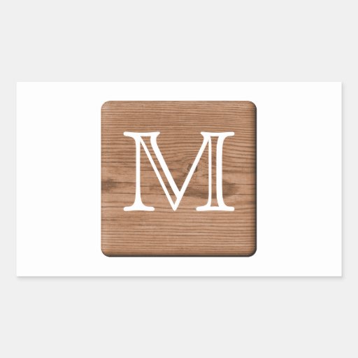 Brown Printed Pattern and Custom Letter. Rectangular Sticker