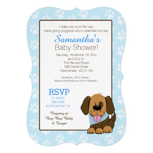 Brown Puppy Dog Baby Shower or Birthday Invitation