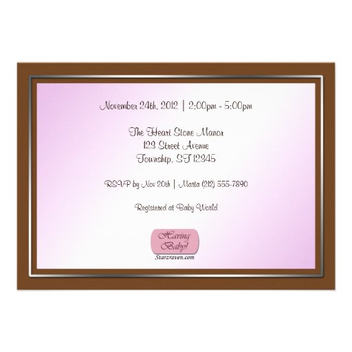 Brown & Purple Butterfly Baby Shower Invitations