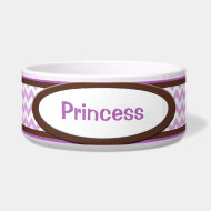 Brown & Purple Chevron Personalized Dog Bowl petbowl