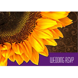 Brown Purple Country Sunflower Wedding RSVP Cards invitation