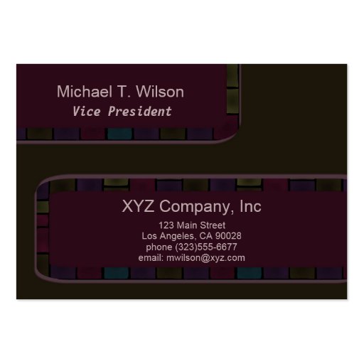 Brown Purple tile Border Business Card Template (front side)