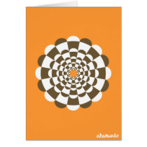 Brown Retro Flower Orange cards