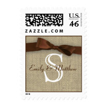 Brown Ribbon and Burlap Monogram Love Stamp