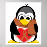 Brown Ribbon Penguin Scarf Print