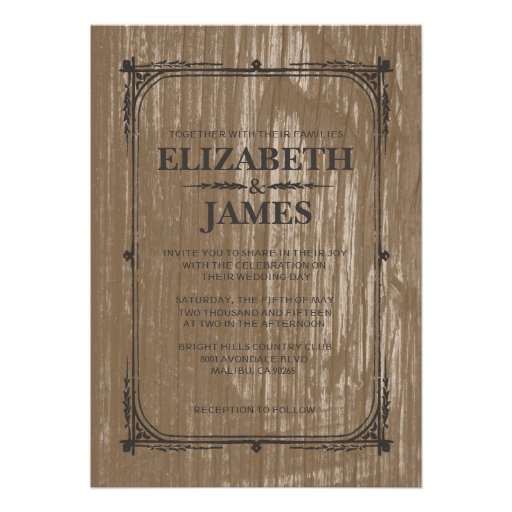 Brown Rustic Barn Wood Wedding Invitations