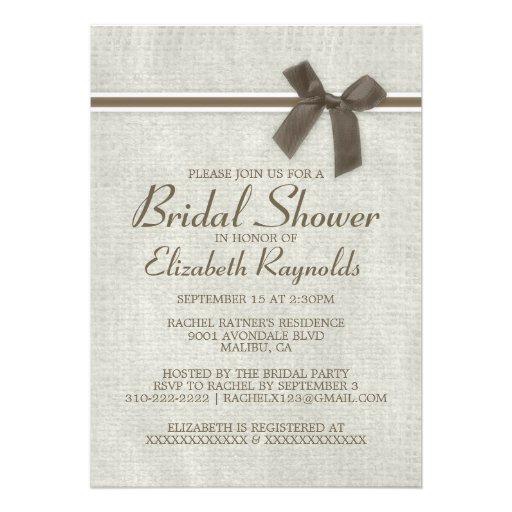 Brown Rustic Burlap Bridal Shower Invitations